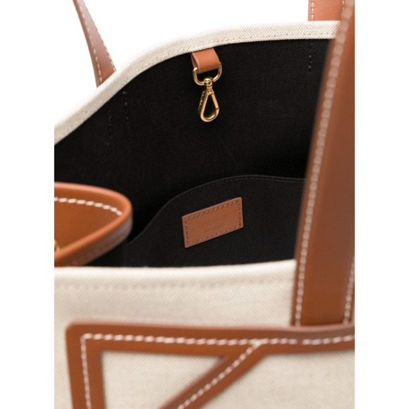 NEW BALMAIN PARIS B ARMY SUMMER CANVAS LEATHER TOTE SHOPPER BAG - Picture 10 of 10